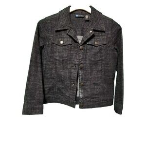 NWOT Relativity Jean Jacket Button Up Stretch Black Wash Women Size PS Fitted
